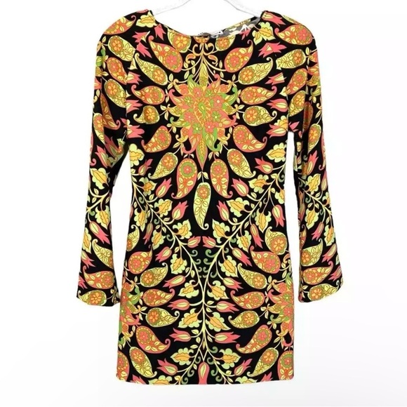 NWT! Zara size medium long sleeve printed mini boho dress multicolored pattern - Picture 13 of 15